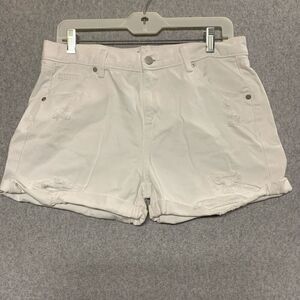 Mossimo denim boyfriend midi shorts womens 6/28 white distressed